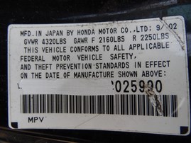 2002 Honda CR-V LX Black 2.4L AT 2WD #A23682